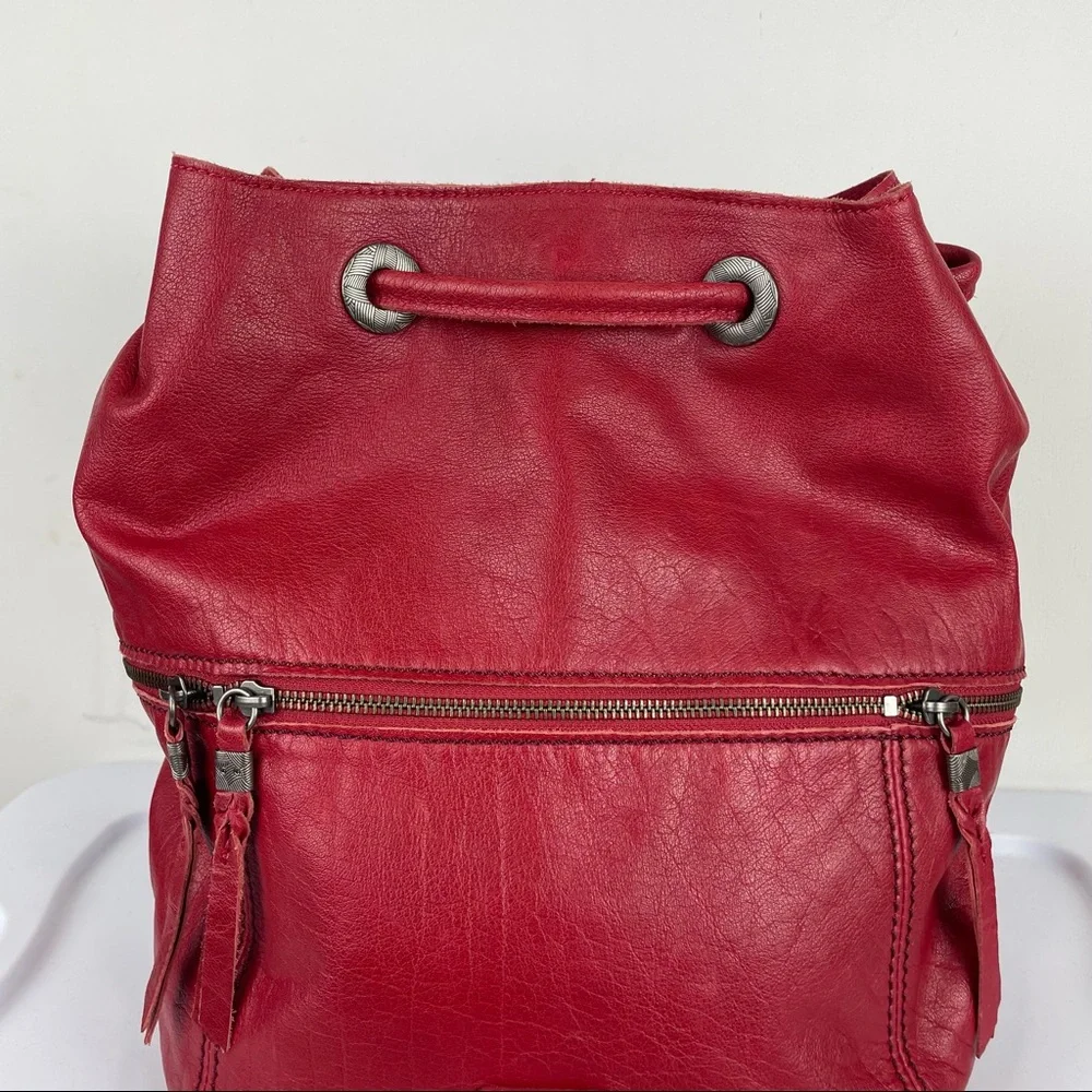 The Sak Red Leather Boho Backpack